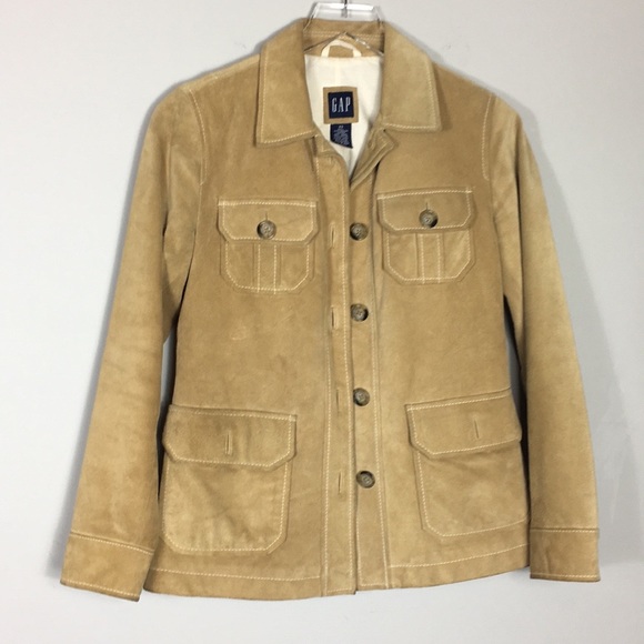 Gap Suede Womens Jacket size XS Tan Cream - Picture 1 of 3